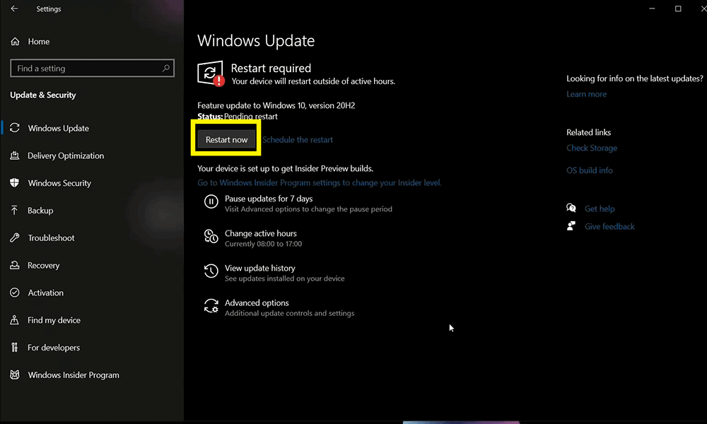 windows 10 20h2 install