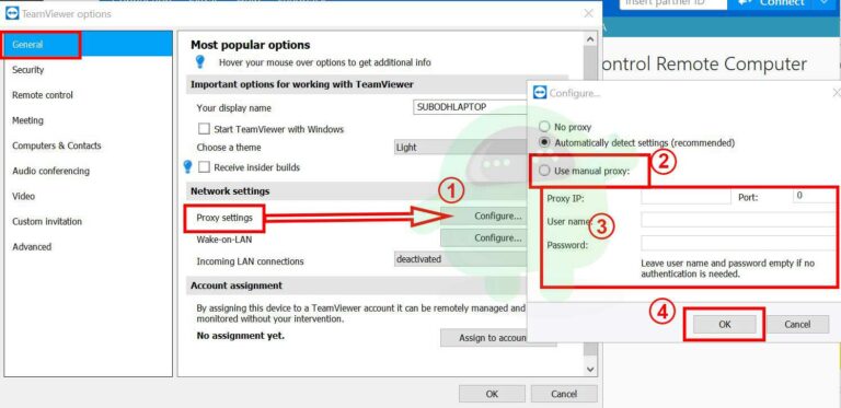teamviewer asking for proxy settings