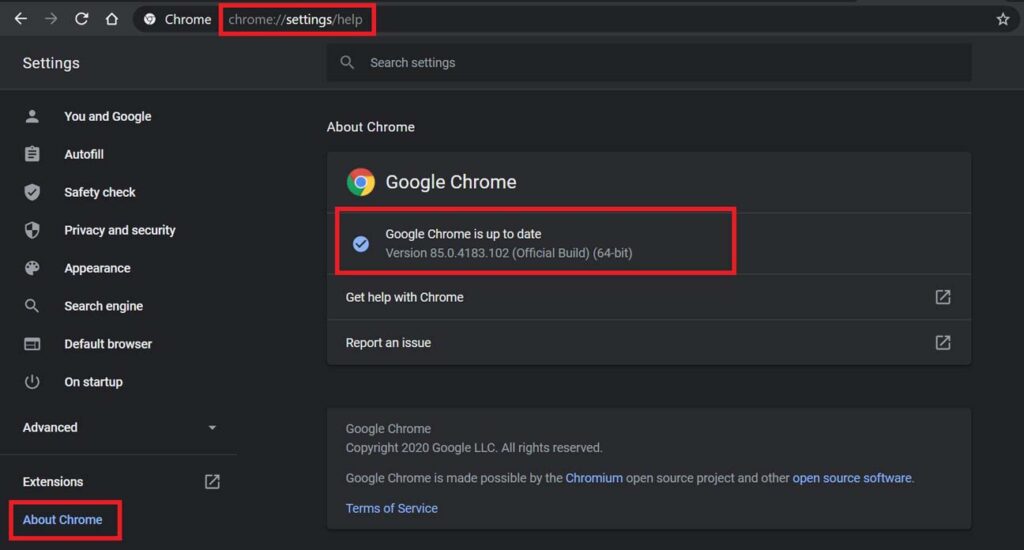 Update chrome browser