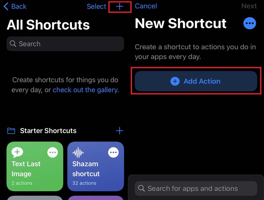 Open Shortcuts App on iPhone or iPad