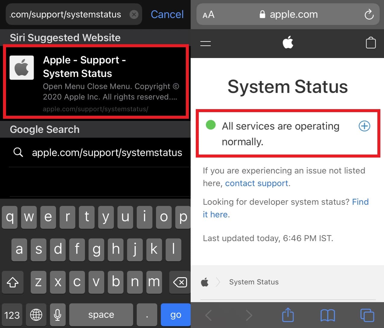 Apple System Server Status