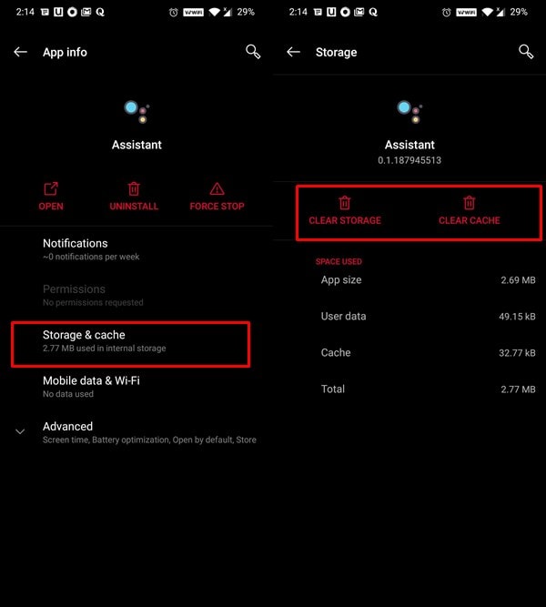 delete data cache