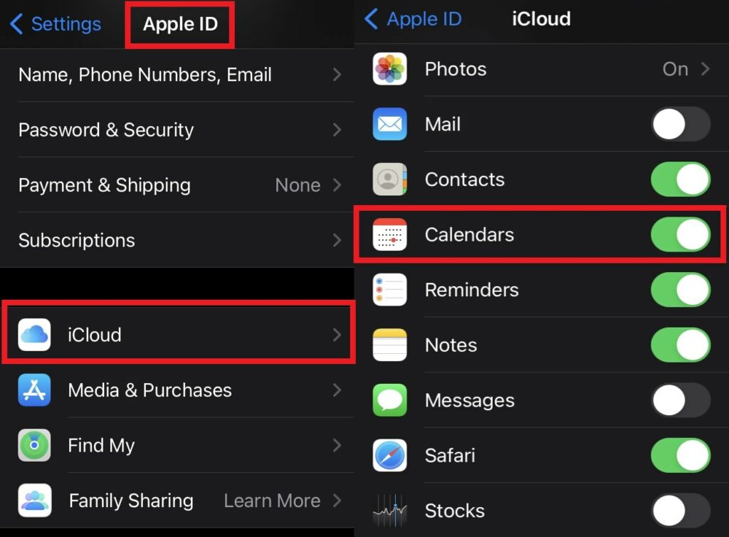 поделиться календарем iCloud