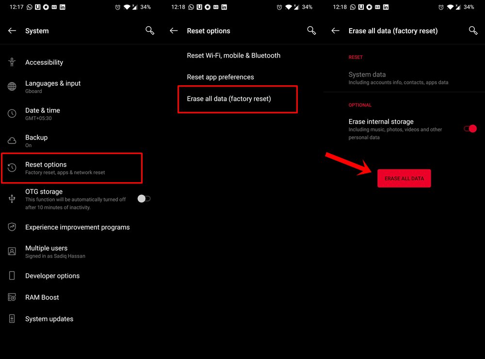 сброс к заводским настройкам приложений Android