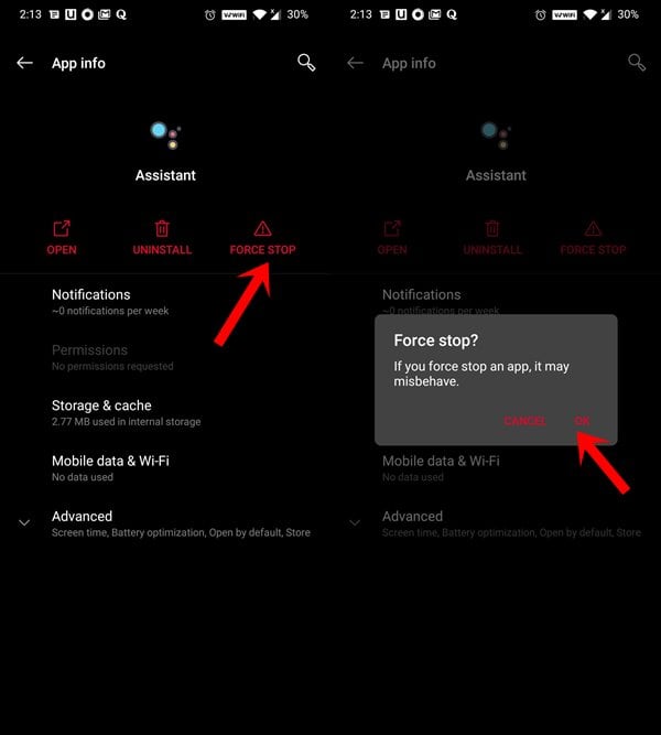 force stop android apps
