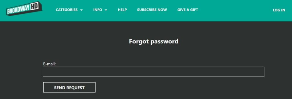 send email ID to reset password on BroadwayHD