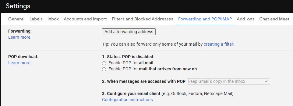 forward email option