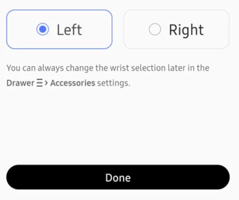 galaxy watch wrist setting