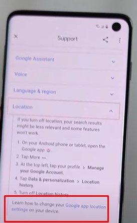 google app location settings