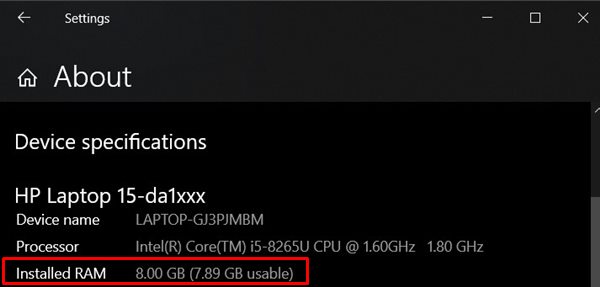 installed ram