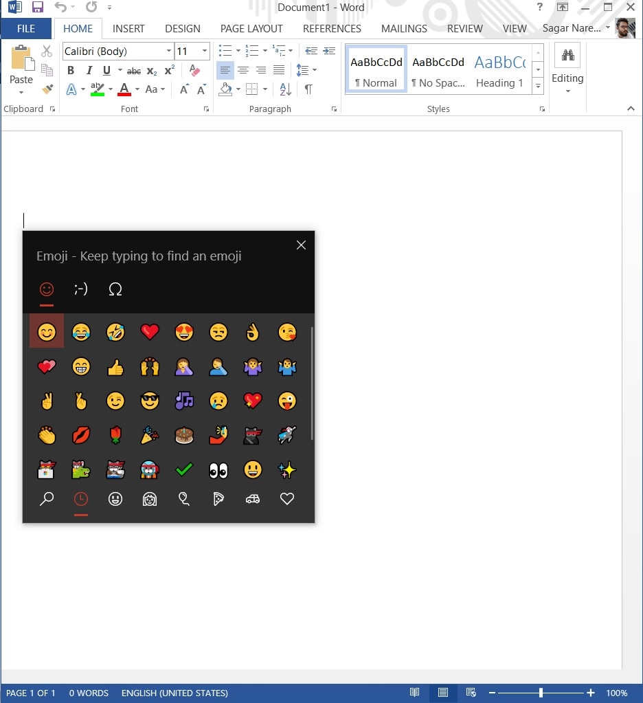 microsoft word documents emoji