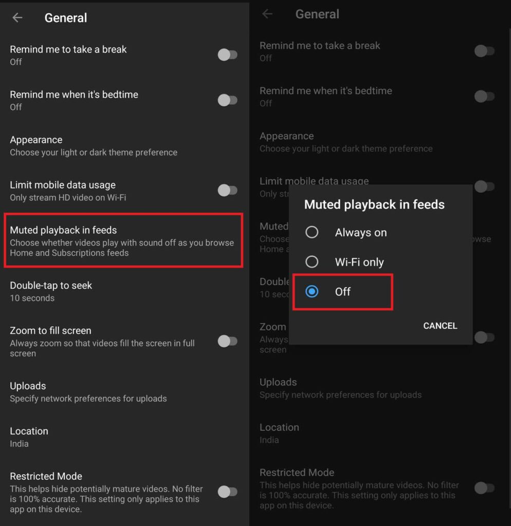 disable muted playback in feeds to fix youtube autoplay error