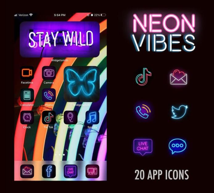 neon icon pack ios 14