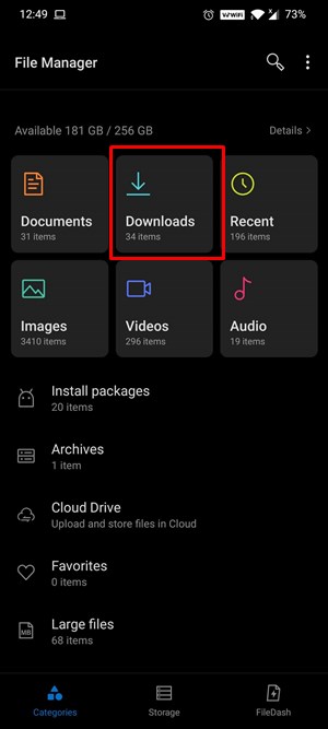 oneplus Downloaded Files