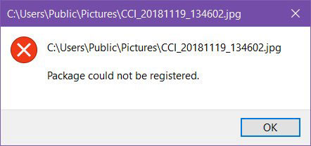 Several Windows 10 users have been complaining about a 'Package could not be registered' error while accessing image files like .JPG or .PNG. We all know most of all the users love to store images as .JPG files always. And it can be very frustrating when they are unable to open the files and view their photographs.