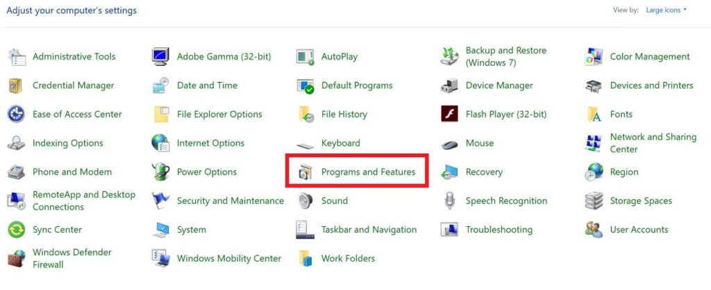 click on Programs and Features