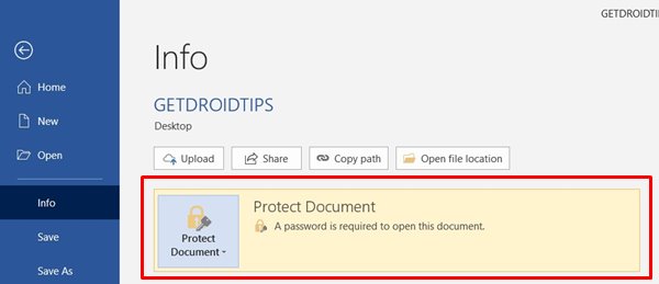 protect word document