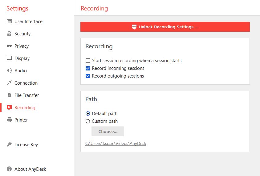 record settings anydesk