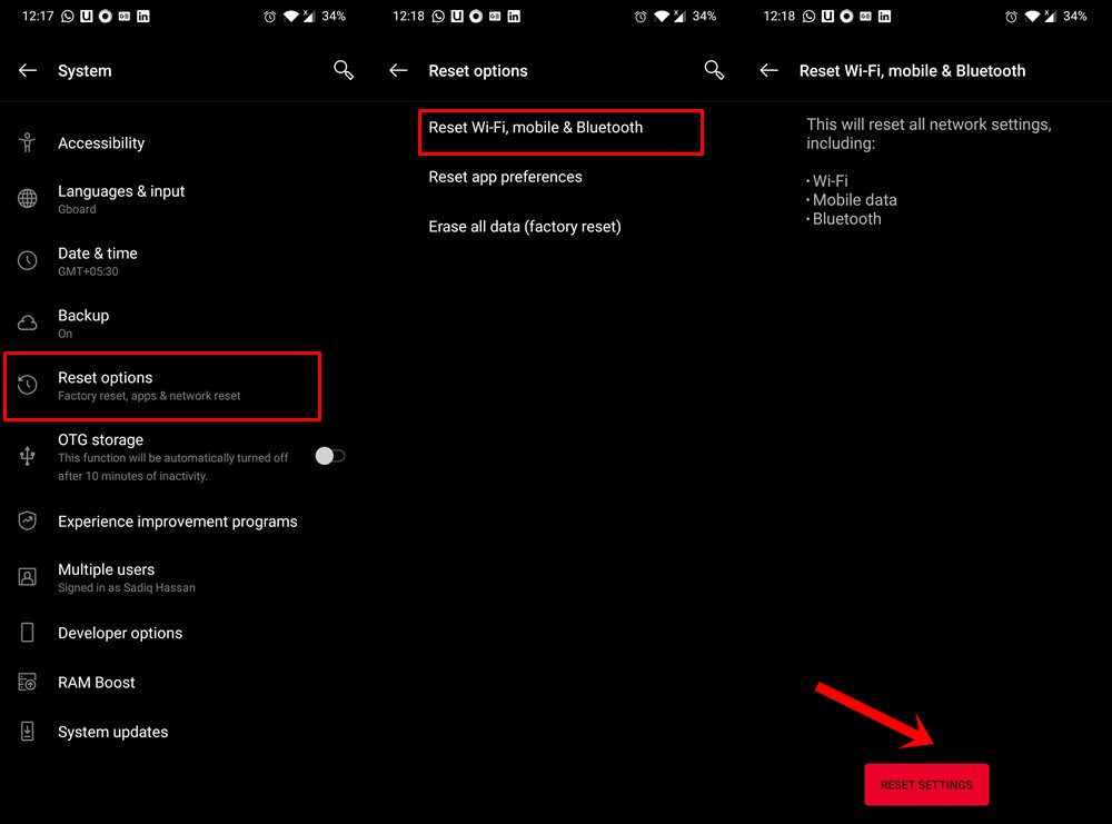 reset network sim card