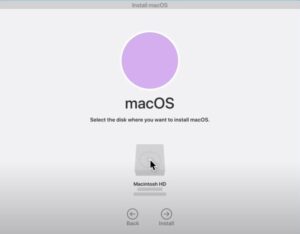 select disk for installtion of macos
