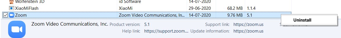 uninstall Zoom problems fixes