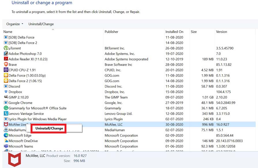 uninstall Anti-virus when Windows Defender Error occurs