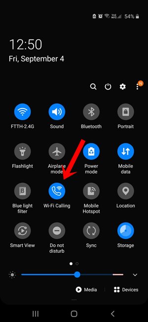 wifi calling quick settings