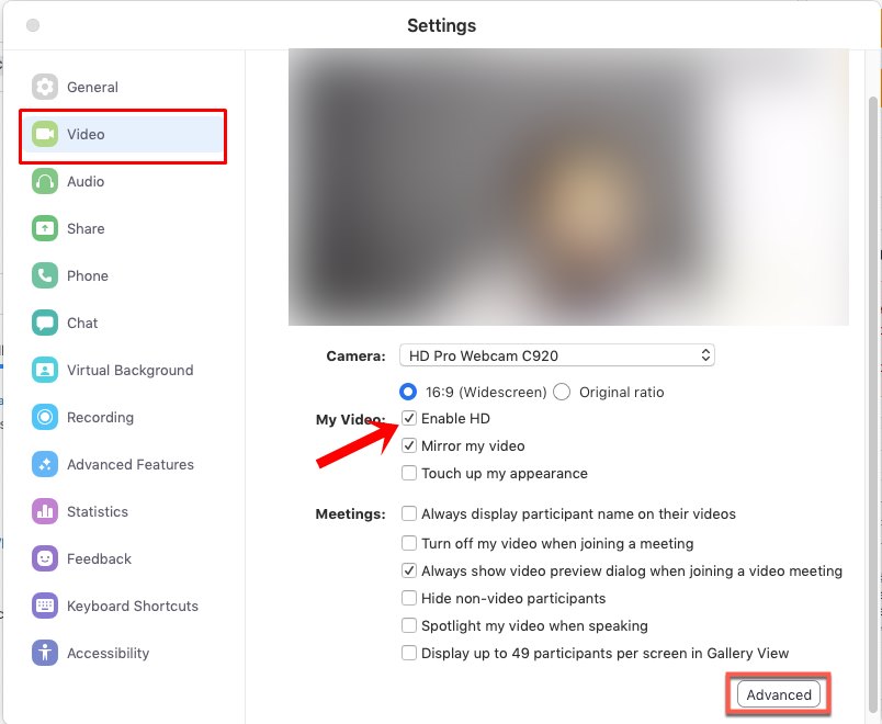 zoom video call settings