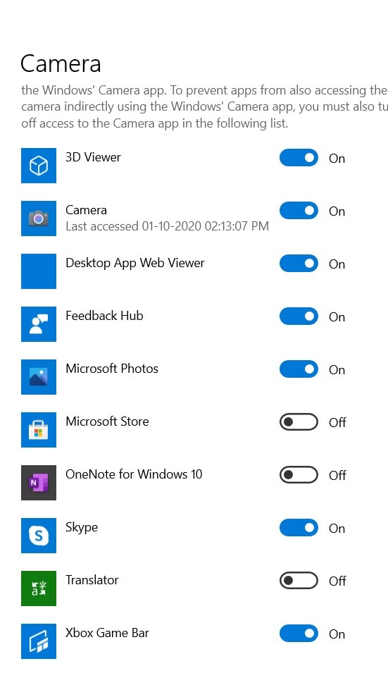Как запретить приложениям доступ к камере в Windows 10