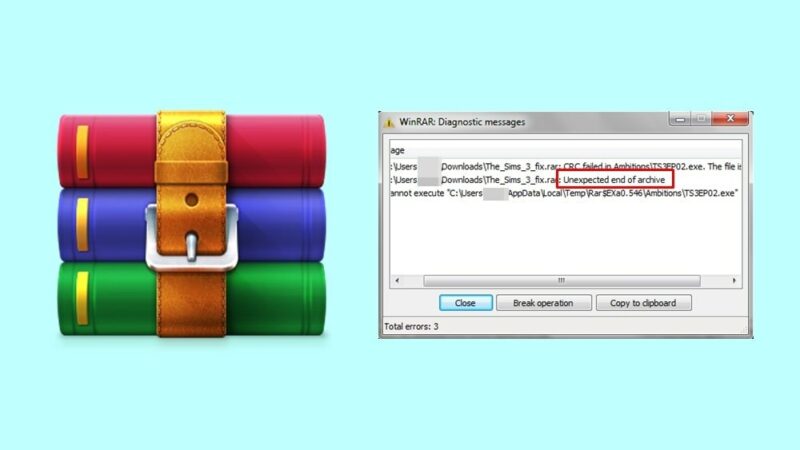WinRAR Unexpected End of Archive Error