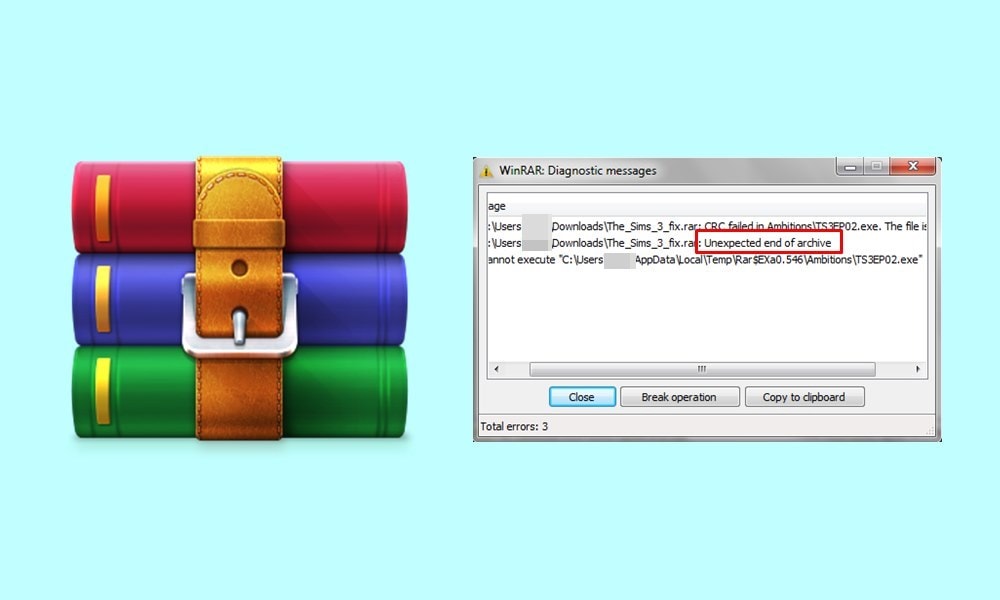 WinRAR Unexpected End of Archive Error