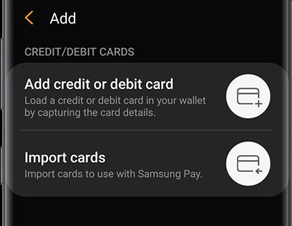 add debit credit card