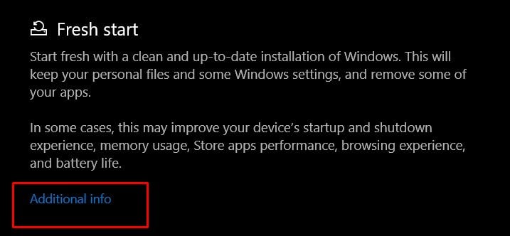 additional info Windows 10
