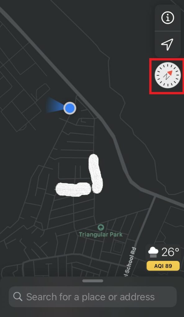 направление движения с использованием компаса на Apple Maps