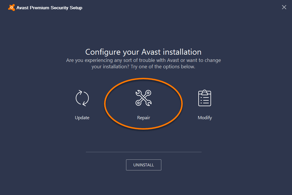 avast repair windows