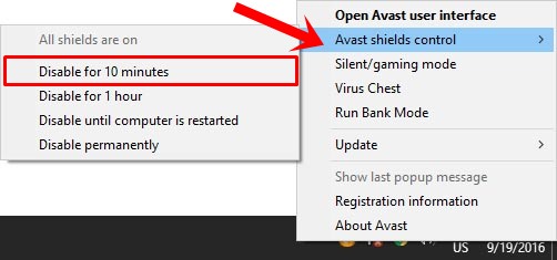 avast shield windows