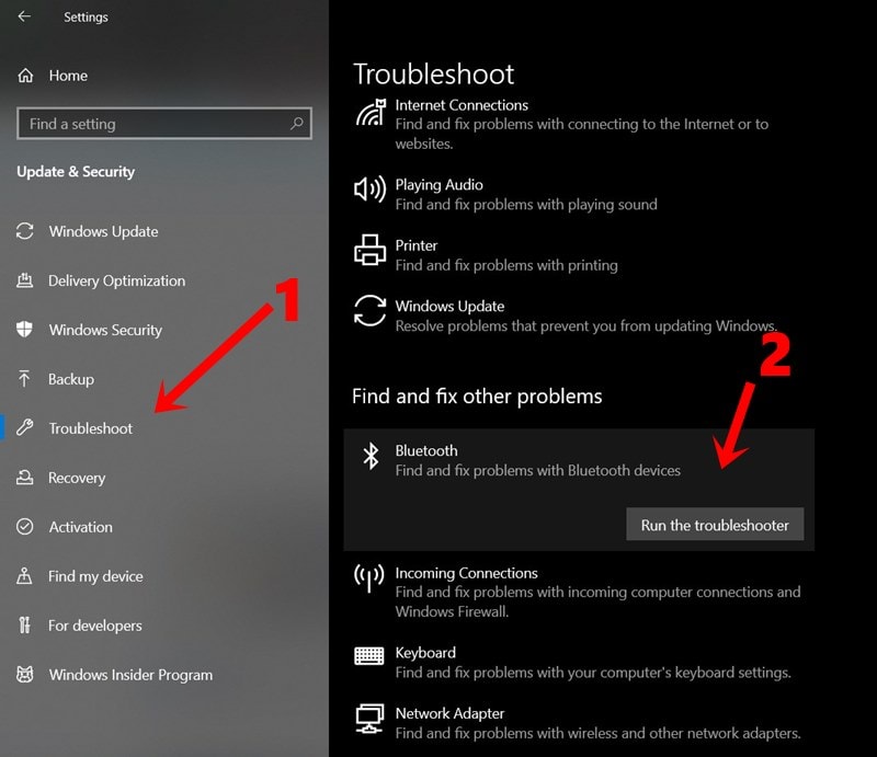 bluetooth troubleshoot