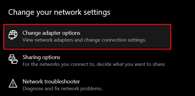 change adapter option