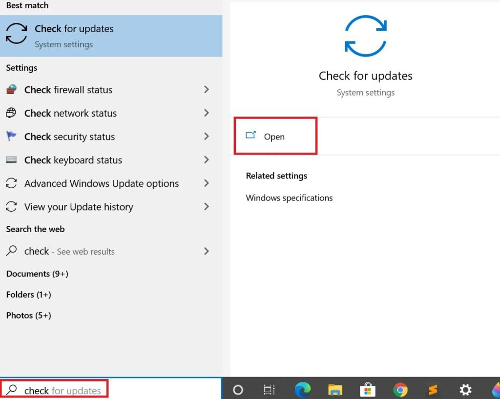check for latest software update on Windows 10
