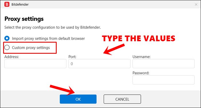 custom proxy settings