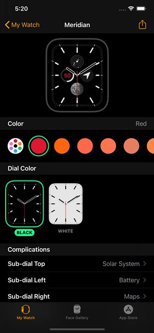 настроить циферблат Apple Watchface