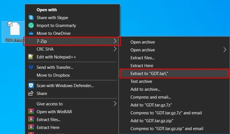 how to extract tar file in windows 10