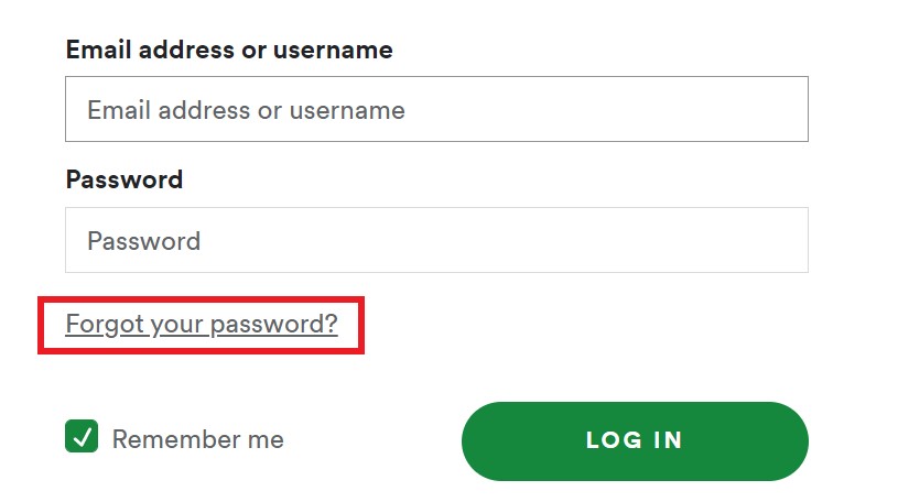 Spotify forgot password