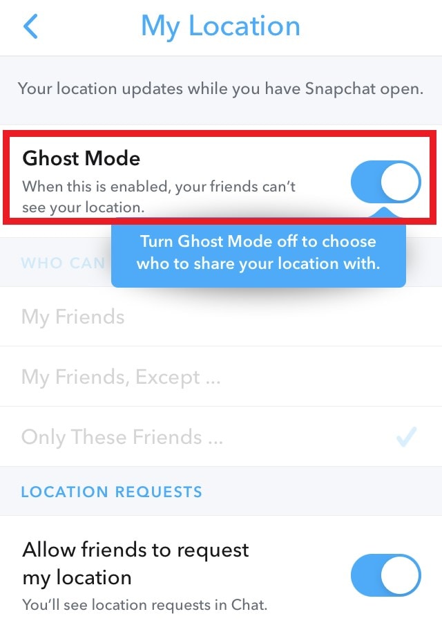 Snapchat location Ghost Mode