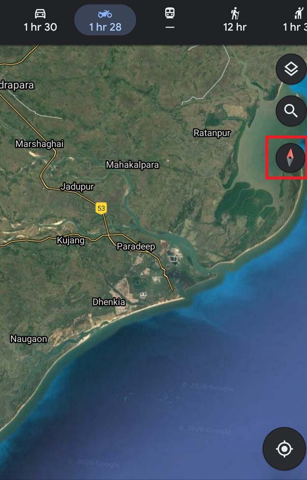 Направление движения Google Maps