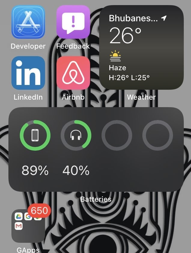 show battery percentage of all Apple products on iPhone homescreen