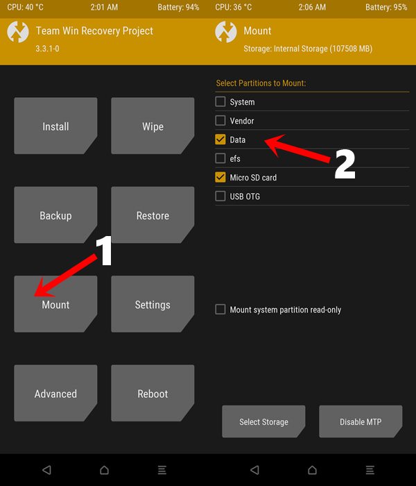 mount data storage twrp