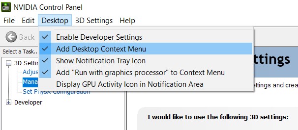 nvidia control panel context menu