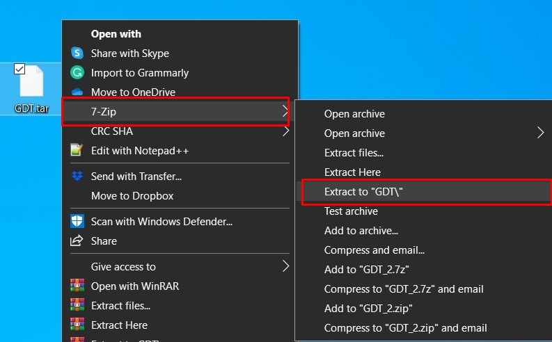 extract tar file windows