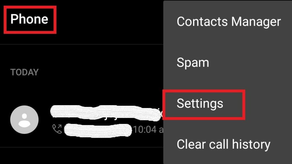 Phone app settings